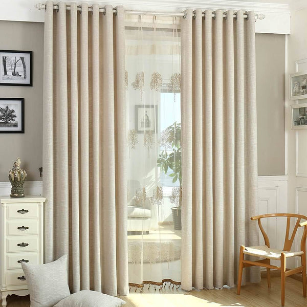 Solid Beige Curtains Grommet Top Ds For Bedroom Set Of 2 Panels Anady