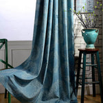 modern custom drapes teal blue geometric kitchen curtains for sale