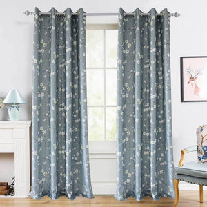 modern pigeon blue window drapes floral living room curtains for sale