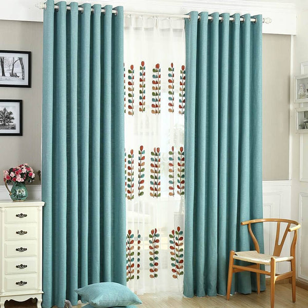 Solid Teal Blue Curtains Grommet Top