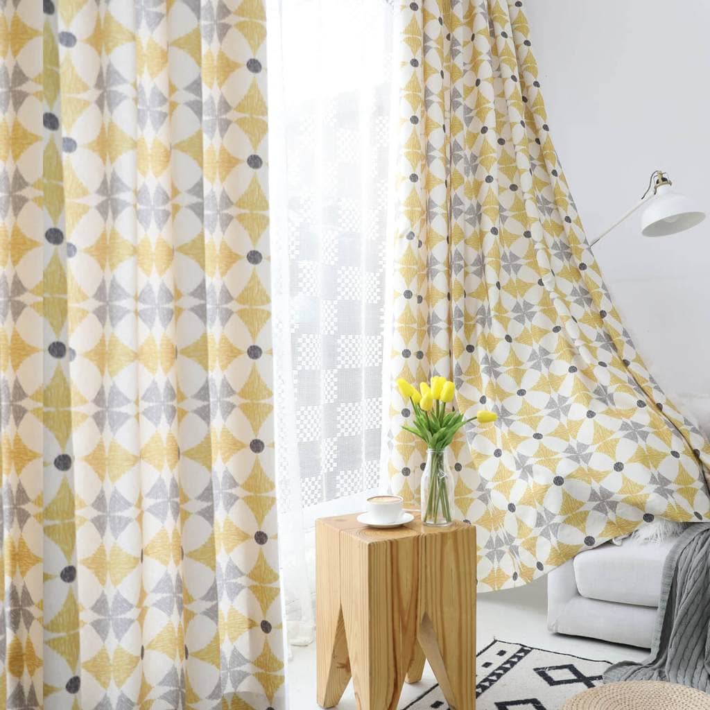 modern yellow mimosa linen window drapes living room curtains for sale