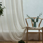 Nature Linen Sheer Curtains for Living Room Cotton Blend Bedroom Voiles 2 Panels - Anady Top Space Design