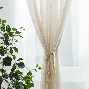 Nature Linen Sheer Curtains for Living Room Cotton Blend Bedroom Voiles 2 Panels - Anady Top Space Design
