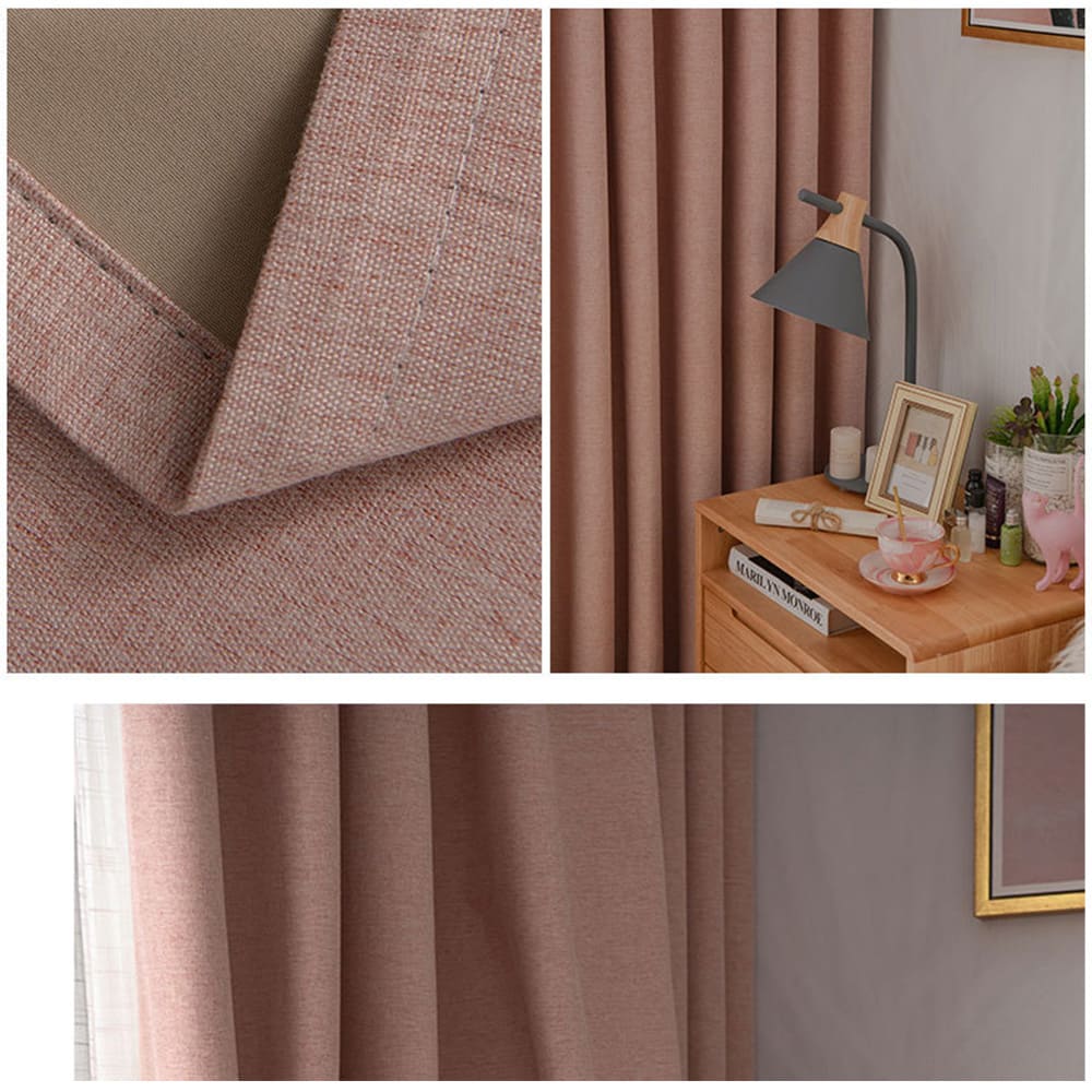Pink Cotton Linen Soft Curtains Rose Quartz Drapes for Bedroom 1 Set of 2 Panels