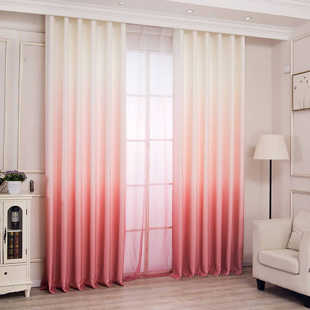 Modern 3D Print Pink Ombre Curtains Custom Drapes For Living Room Grommet Top / 2P(42W 63L)