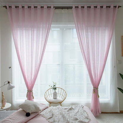 Rose Quartz Pink Sheer Curtains  Drapes for Bedroom 1 Set of 2 Panels - Anady Top Space Design