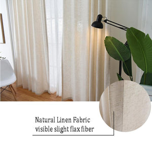 Beige Natural Linen Curtains Drapes for Living Room 2 Panels - Anady Top Space Design