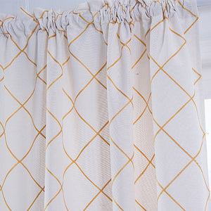 Off White Curtains Waterproof Grid Blackout Drapes for Living Room