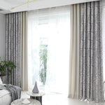 Gray/Grey Tan Blackout Curtains Leaf Drapes for Bedroom 1 Set of 2 Panels - Anady Top Space Design