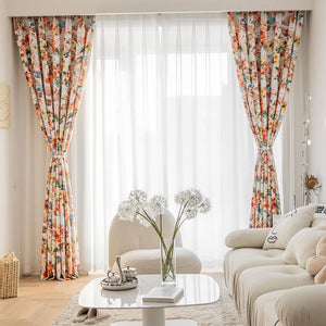 Flowers Bloom Curtains Watercolor Paiting Living Room Drapes 2 Panels