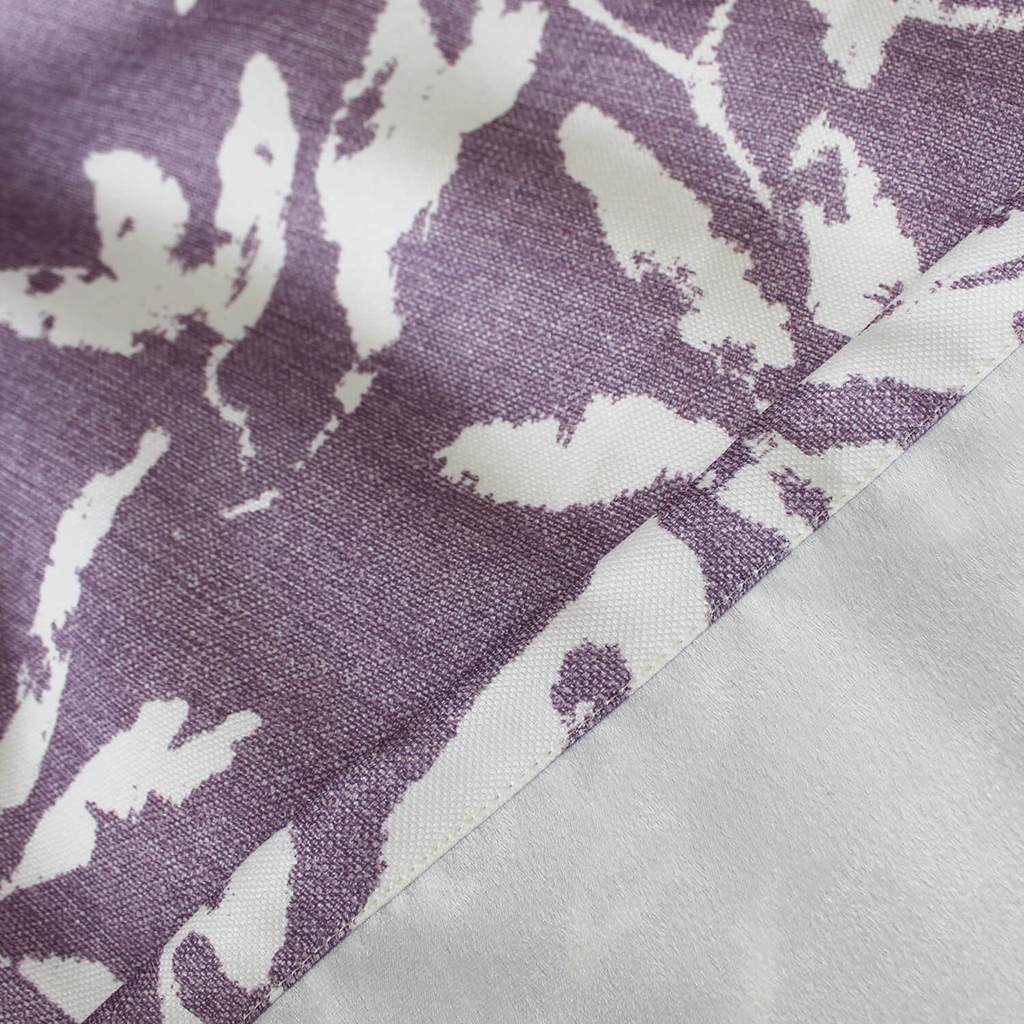 purple and white curtains