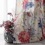 King Flowers and Crane Curtains Red Blue Bloom Drapes for Bedroom/Living Room