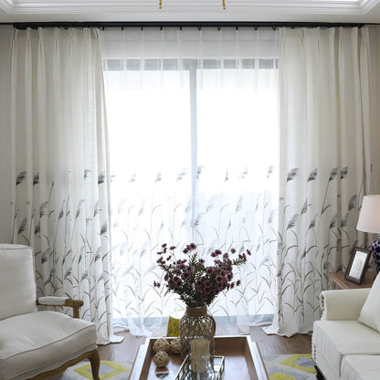 Reed Country Curtains Cotton Linen Drapes for Bedroom 1 Set of 2 Panels - Anady Top Space Design