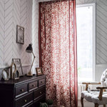 retro white leaf flower red bedroom eclipse blackout curtains ceiling drapes