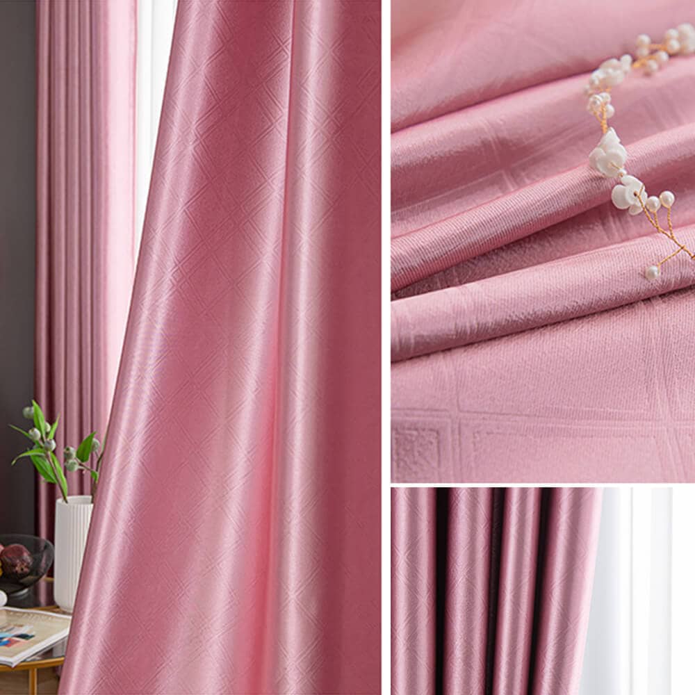 rose pink kitchen window drapes bedroom thermal blackout curtains for sale