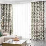 Artistic Gray Ink Leaves Curtains Window Drapes 2 Panels