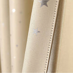 Tie Up Adjustable Balloon Curtain Shade Silver Stars Beige Drapes for Small Window