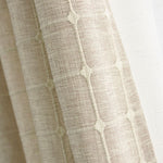 Plaid Embroidered Natural Linen Curtains Window Check Drapes for Living Room