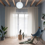 Anady Top Linen Sheer Curtains Striped Voile for Living Room 2 Panels - Anady Top Space Design