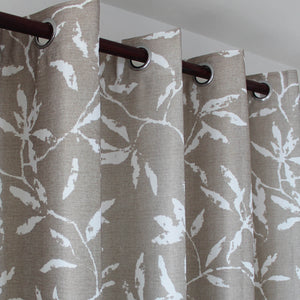 White Leaf Tan Leaf Curtains for Bedroom 2 Panels Drapes - Anady Top Space Design