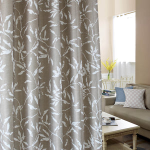 White Leaf Tan Leaf Curtains for Bedroom 2 Panels Drapes - Anady Top Space Design