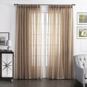 Anady Top Tan Beige Linen Sheer Curtains for Living Room 2 Panels - Anady Top Space Design