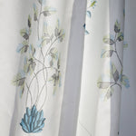 Teal blue plants white window curtains custom drapes on salse