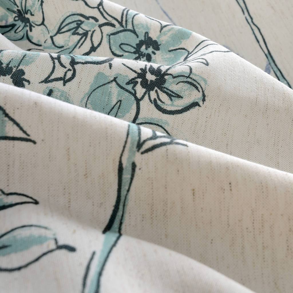 teal blue sage floral curtains kids cheap curtain panels
