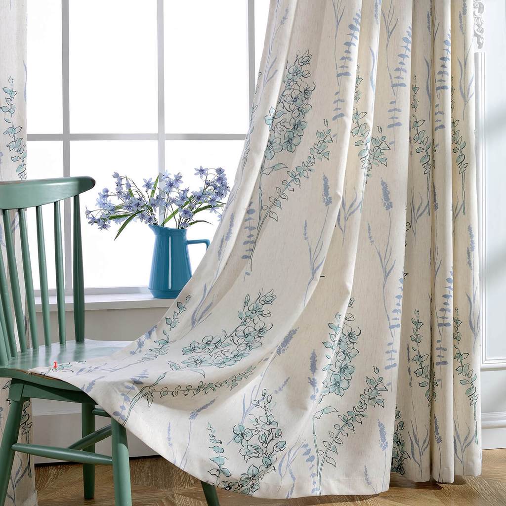 Natural Linen Teal Blue Sage Blackout Lined Curtains 2 Panel Ds Anady Top