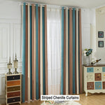 teal brown beige striped ceiling drapes for living room darkening curtains for sale