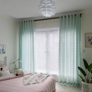 Aua Sky Green Sheer Curtains  Drapes for Bedroom 1 Set of 2 Panels - Anady Top Space Design