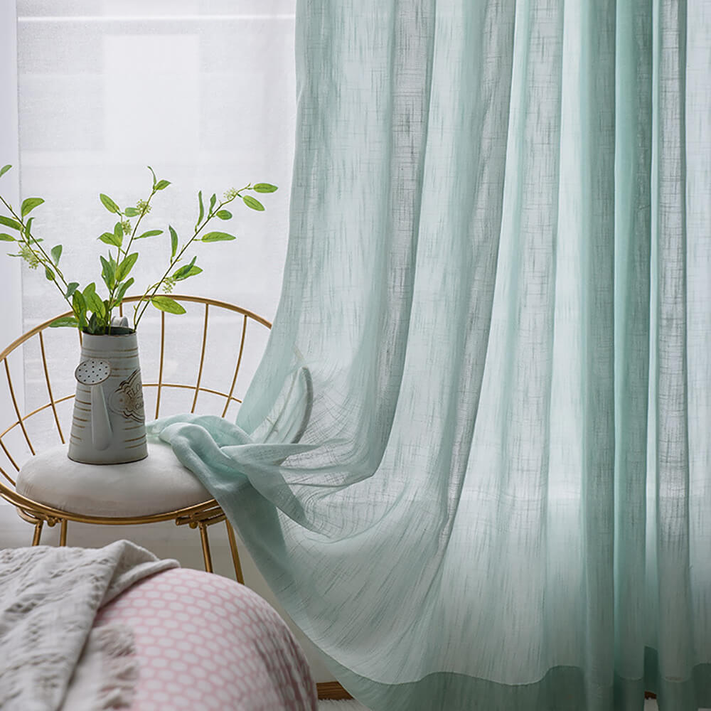 Aua Sky Green Sheer Curtains  Drapes for Bedroom 1 Set of 2 Panels - Anady Top Space Design