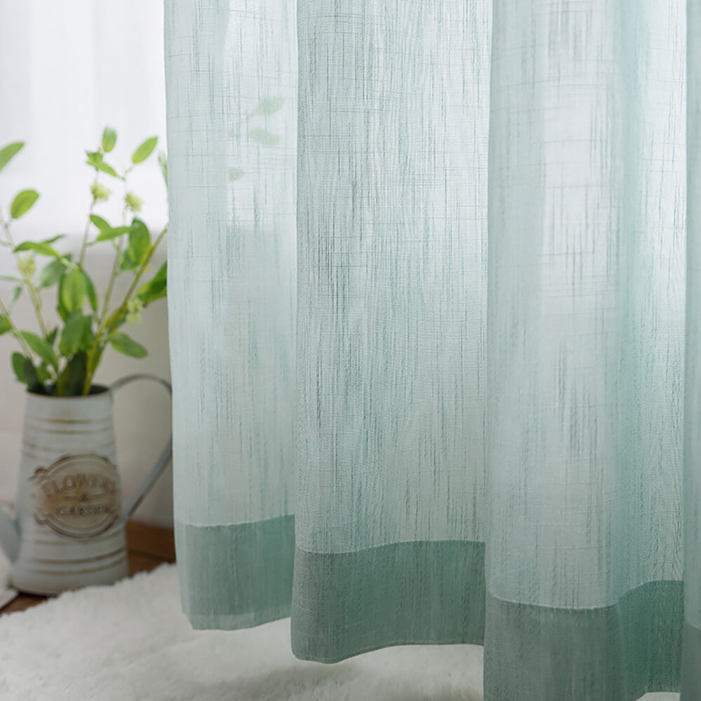 Aua Sky Green Sheer Curtains  Drapes for Bedroom 1 Set of 2 Panels - Anady Top Space Design