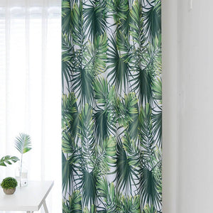 tropical forest palm leaf dining room curtains custom pinch pleat drapes