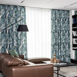 Turquoise Curtains Peony Flowers Drapes for Living Room