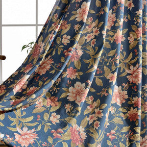 navy vintage floral curtains room darkening drapes for living room
