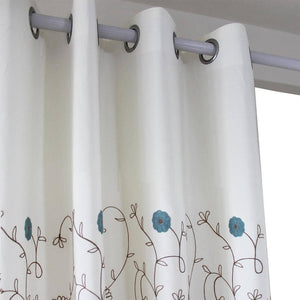 white floral embroidered blackout curtains for bedroom grommet drapes