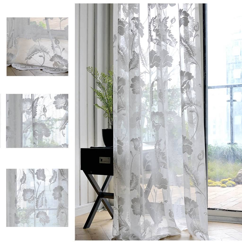 Ethereal Sheer White Floral Jacquard ...