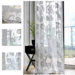 white floral sheer curtain panels for living room