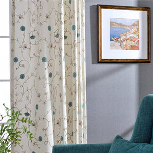 white flower embroidered sliding door curtains for living room custom drapes