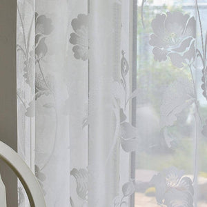 white flower sheer grommet curtains for kids room