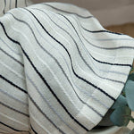 White Black Striped Voile Linen Sheer For Living Room 2 Panels