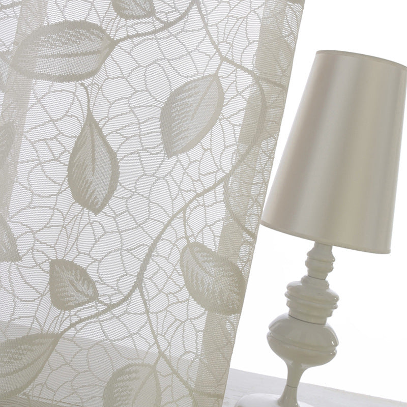 White Leaf Sheer Curtains for Living Room Bedroom Voiles 2 Panels