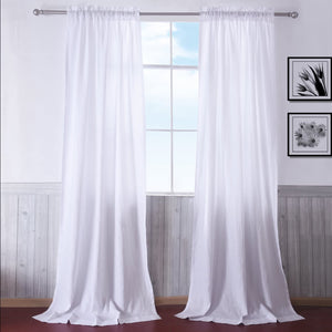 White linen rod pocket curtains white window drapes for sitting room