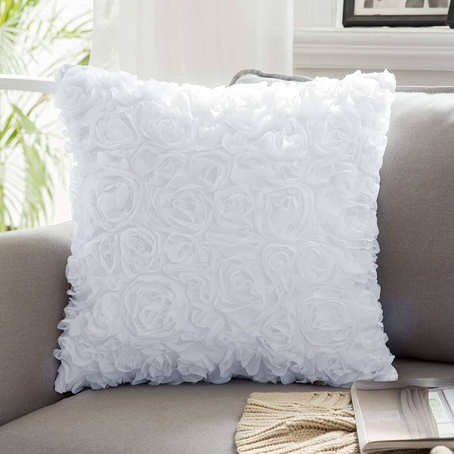 white roses pillow covers