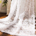 3D Full Roses White Sheer Curtains Romantic Translucidus Tulle Curtains Living Room Wedding