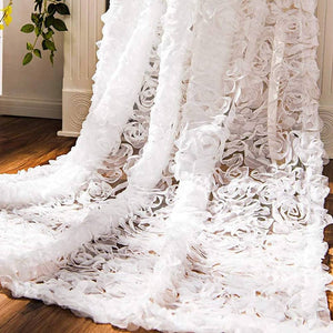 3D Full Roses White Sheer Curtains Romantic Translucidus Tulle Curtains Living Room Wedding