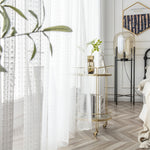 Beautiful White Flower Jacquard Sheer Curtains For Living Room