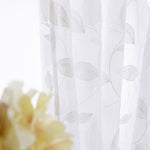 White Leaf Vine Embroidered Sheer Curtains Voile Drapes
