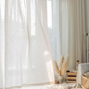 Natural Linen Sheer Curtains Voiles 2 Panels